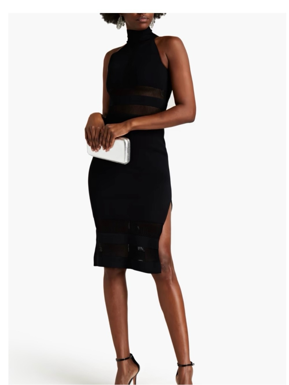 Herve Leger Sleeveless Black Knit Midi Dress NWOT